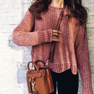 ZARA Rose Chenille Knit Sweater